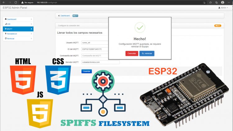 Servidor Web ESP32 realizar la configuración del BROKER MQTT y envió de formulario con parámetros MQTT con método POST