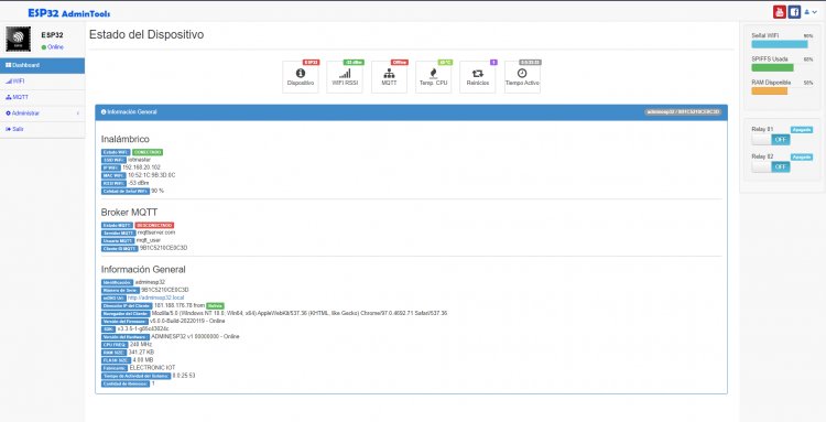 ✅Demo Online del ESP32 Admin Tool - Servidor Web HTML - para IOT Makers 2022 - Curso de Udemy