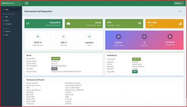 VUE32 Admin Tool intro Servidor Web VUE.js 3 dentro del microcontrolador ESP32 Cursos Udemy